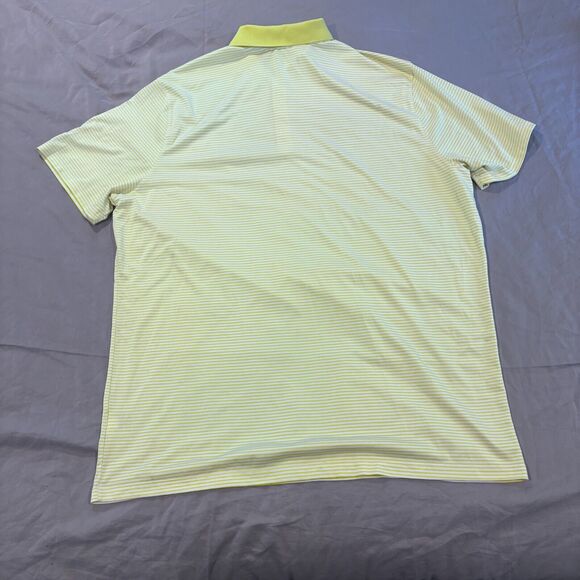 Nike Polo Shirt Mens 2XL White Green Striped Dri Fit Short Sleeve Performance - Picture 2 of 7